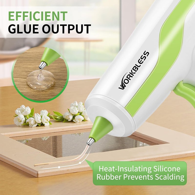 WorkBless 30PCS 0.28'' Hot Glue Gun and Sticks Set, Cordless Hot Glue Gun with 2Ah Rechargeable Battery, Smart Power-Off, Hot Glue Gun with Case,10PCS Wood Craft Sticks for Arts &Crafts, DIY - Image 5